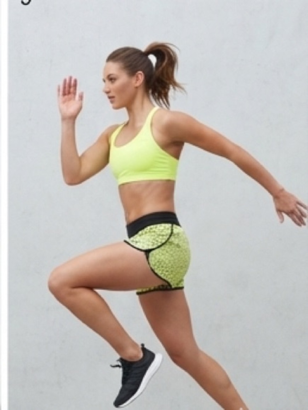 lululemon athletica Neon Yellow Printed Athletic Shorts with Black Waistband